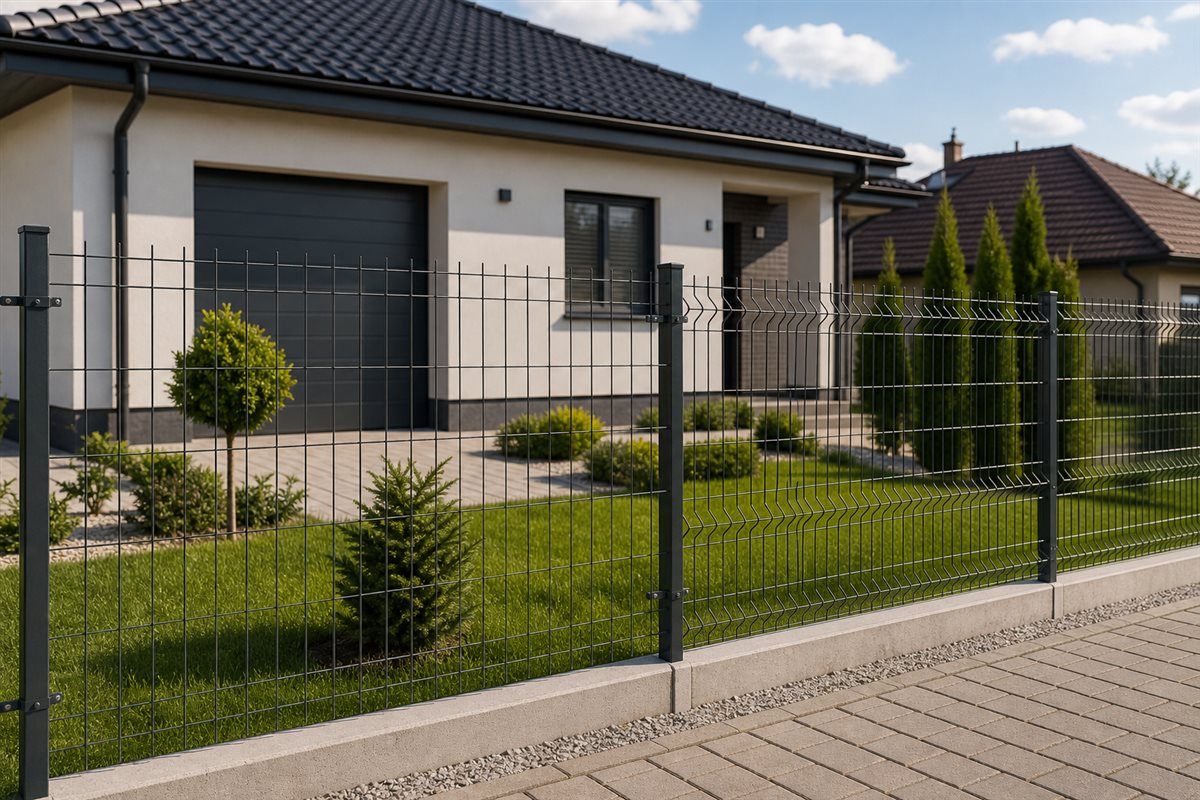 Táblás kerítés árak és kivitelezés családi háznál 2D és 3D panel kerítéssel